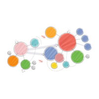 Professional bubble diagram example with color-coded zones showing public, private and service areas in architectural sp