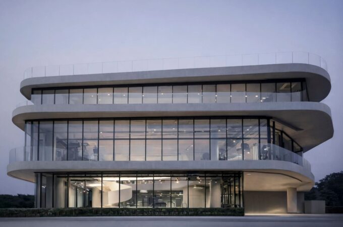 Seara Sports System Showroom and Office: Concrete Showroom by Architectkidd