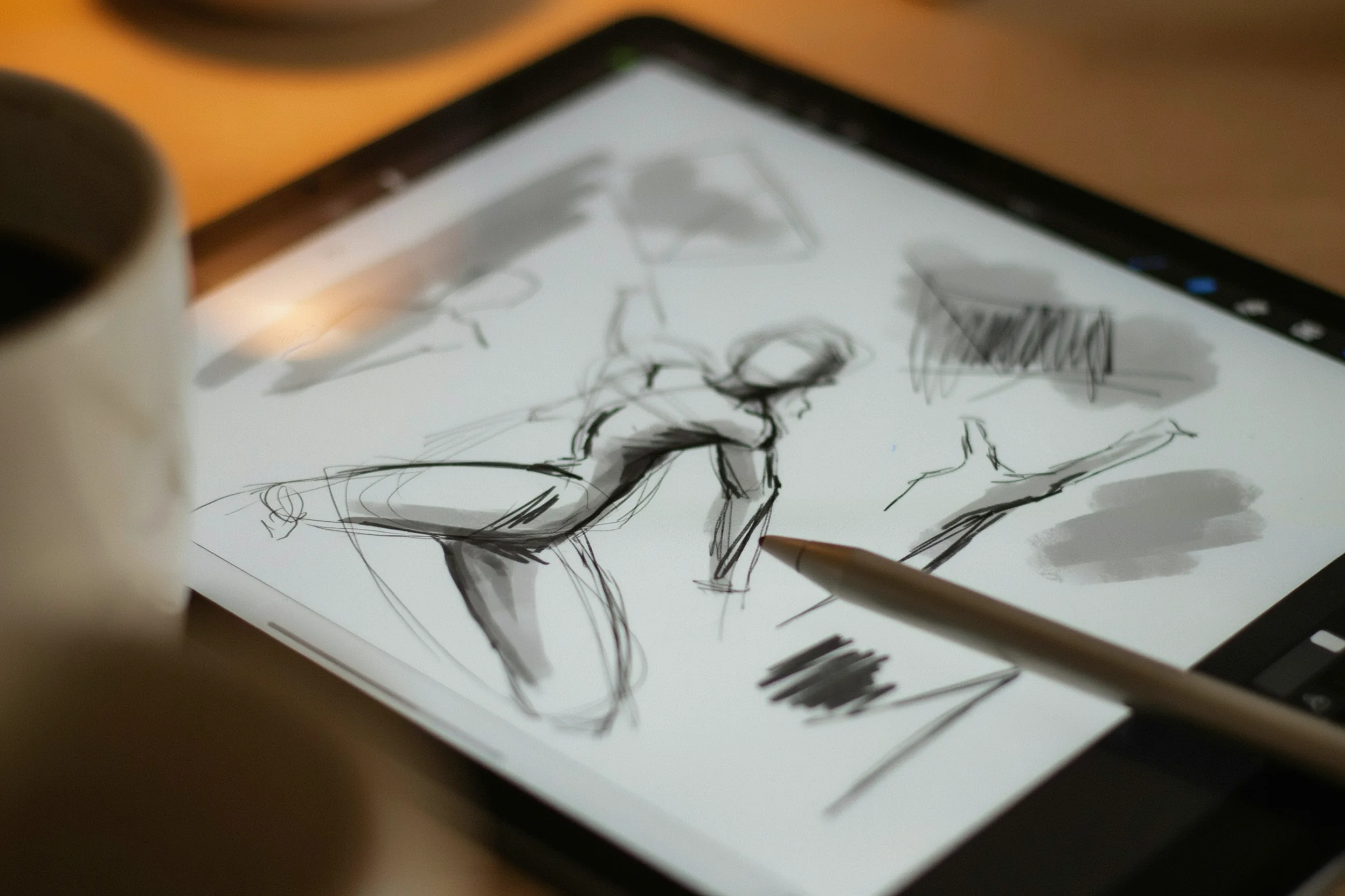 Close-up of a digital sketch created on a tablet.