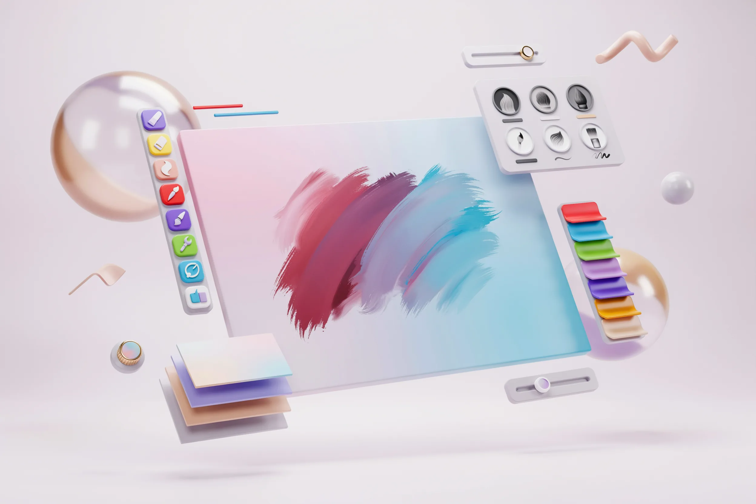 Artistic representation of digital art software interfaces.