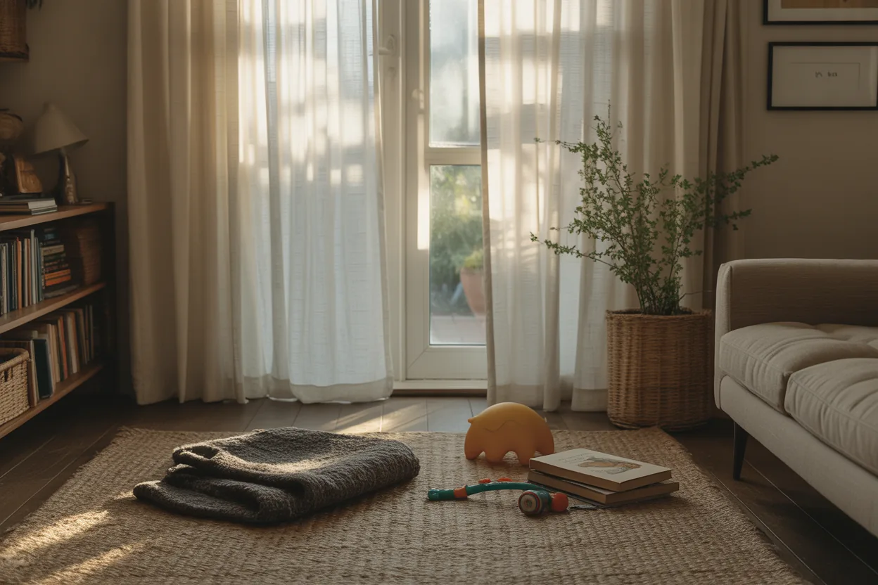 Lived-in family room showing how a household actually uses the space