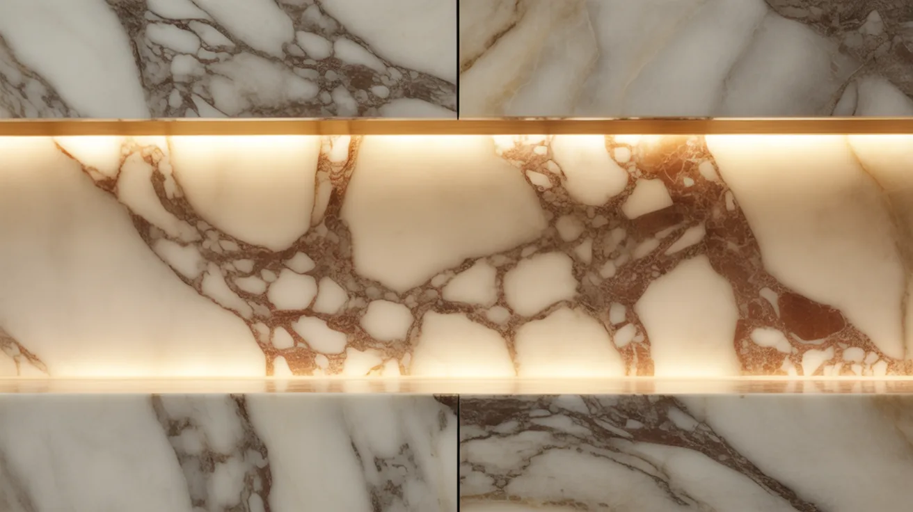 Close-up of marble veining on a feature wall