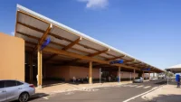 Doutor Leite Lopes State Airport by Bacco Arquitetos seen along its drop-off