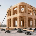 Foster + Partners to Test Robot Swarms Building Timber from the Top Down