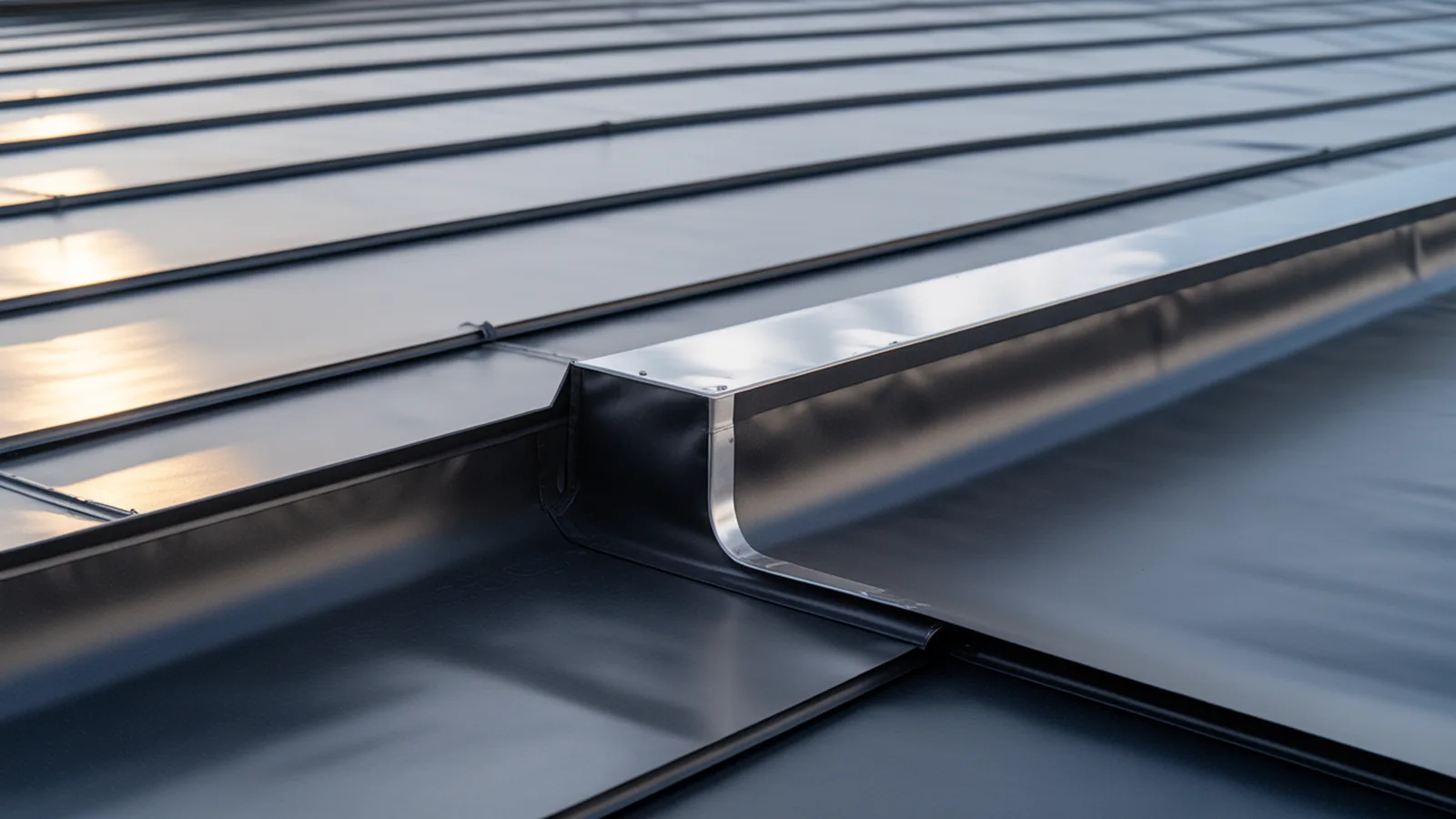 EPDM membrane turned up a parapet and finished with a metal termination bar and flashing