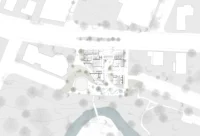 Ground floor plan with meeting rooms, workshop, kitchen and youth lounge, The Entwine Confluence by Sara Fernandes