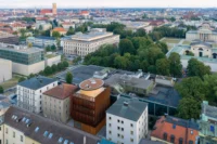 Kinderoase Daycare seen from above among the TU Munich campus blocks