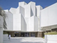 The recessed main entrance of Natural History Museum Abu Dhabi by Mecanoo