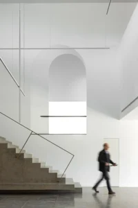 The double-height hall and stair at New PRF Headquarters Building