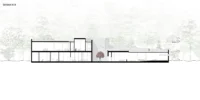Section AA through the house and central courtyard, Savan House by Nobico Studio
