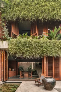 The planted courtyard and lotus pond at The House of Memories by Studio Lagom