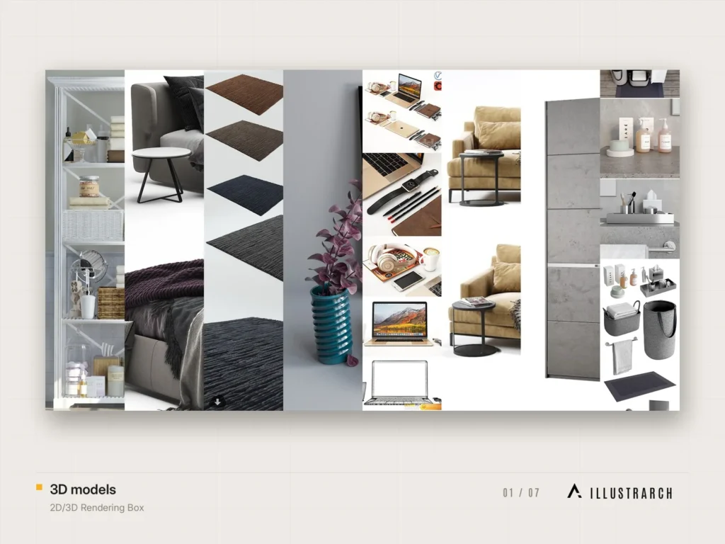 2D/3D Rendering Box 3D Models + Textures + Brushes + HDR + Vectors: 3d models