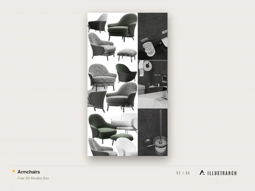 3D Models Box Easy to Use: armchairs