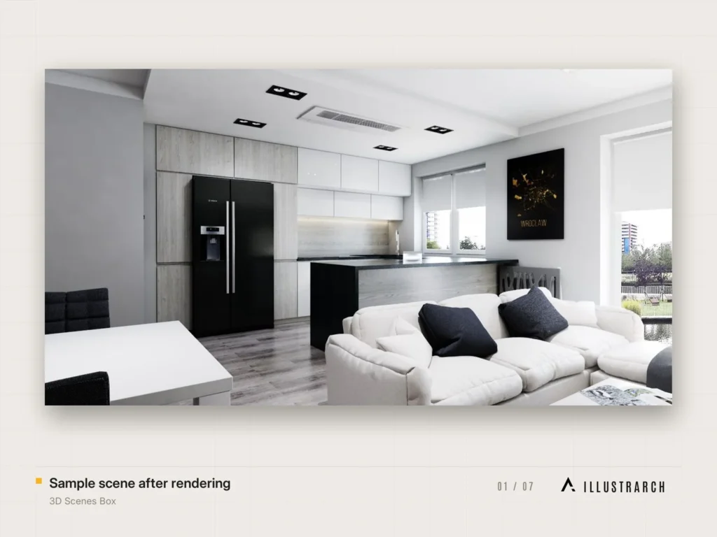 3D Scenes Box Ready to Use: sample scene after rendering