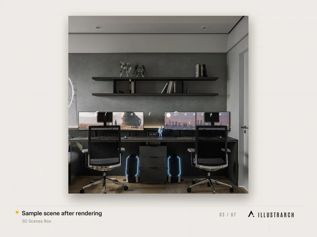 3D Scenes Box Ready to Use: sample scene after rendering