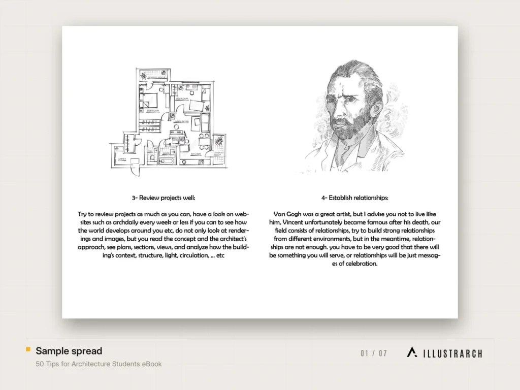 50 Tips for Architecture Students eBook: sample spread