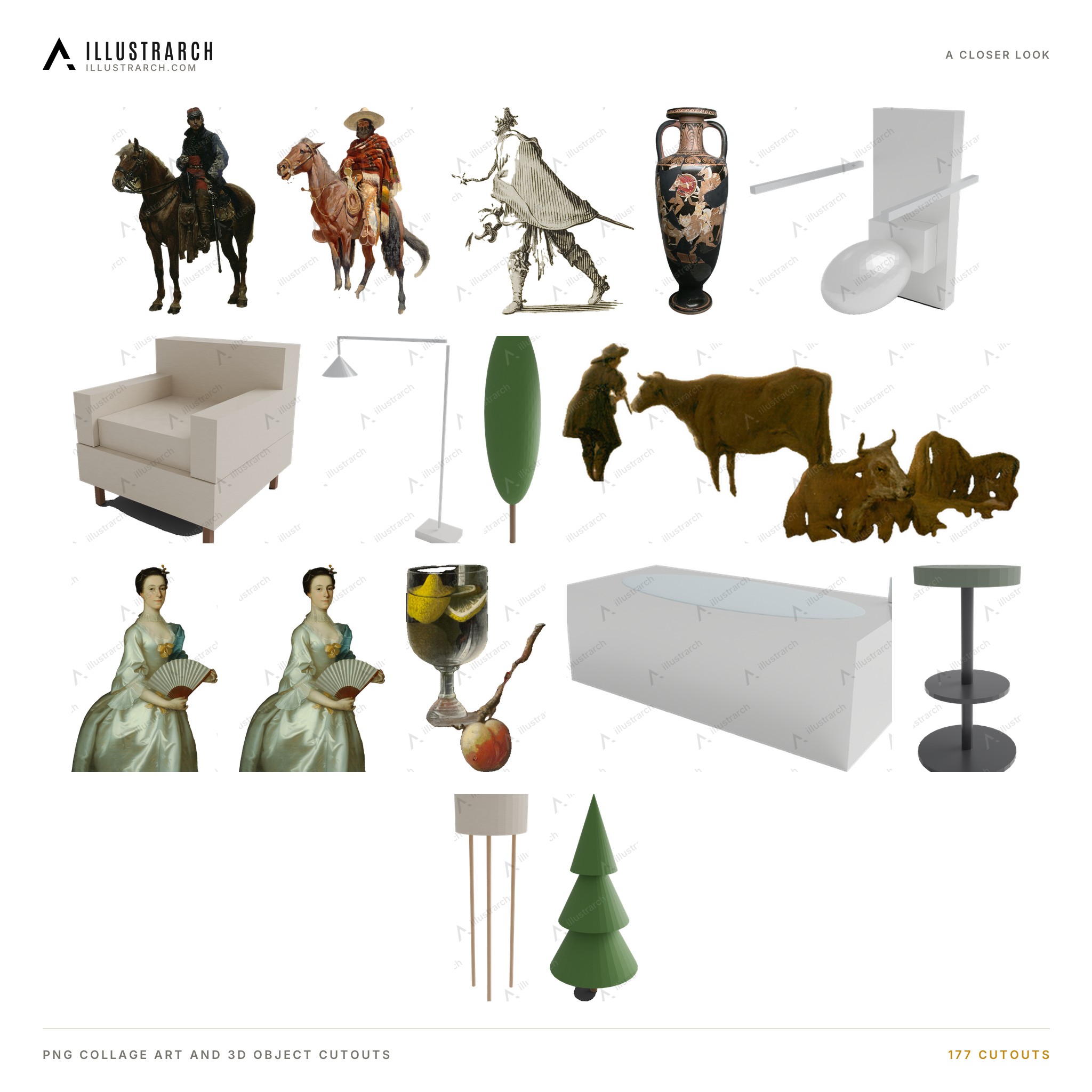 Collage Art and 3D Object Cutouts: 177 PNG | illustrarch