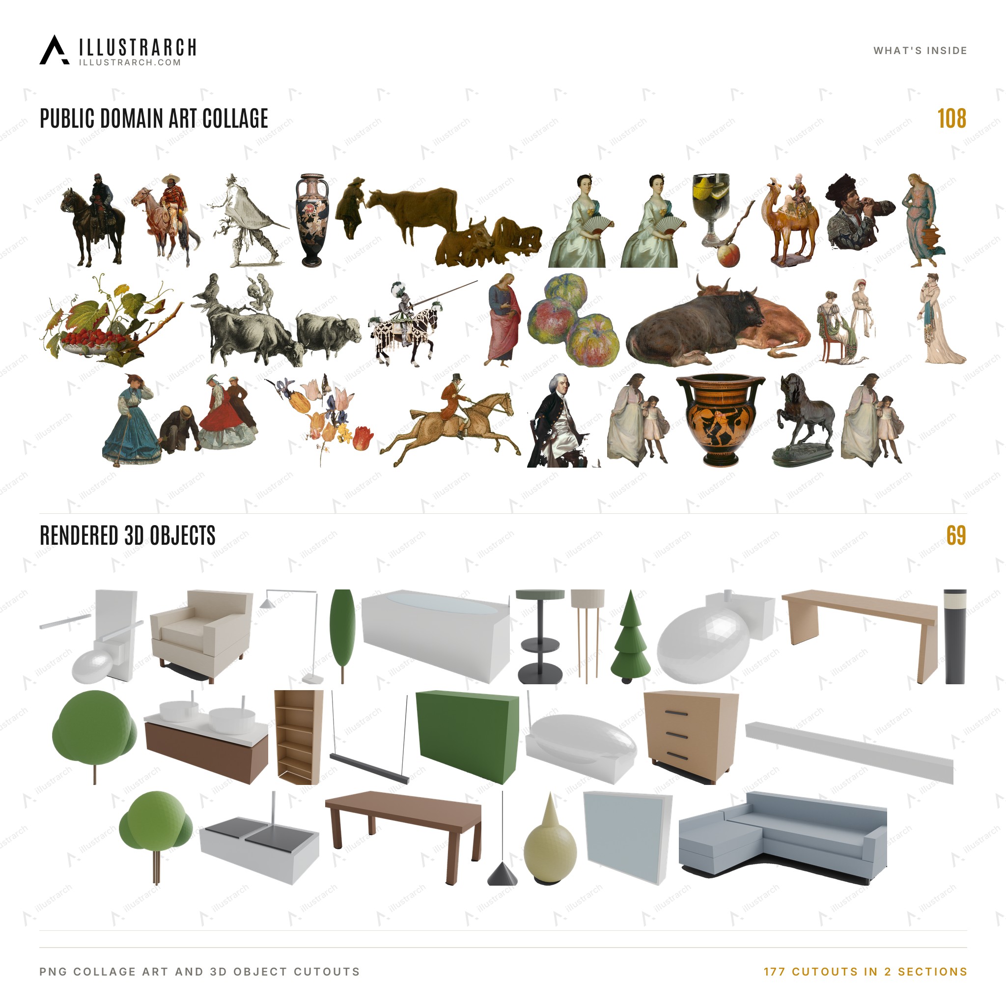 Collage Art and 3D Object Cutouts: 177 PNG | illustrarch