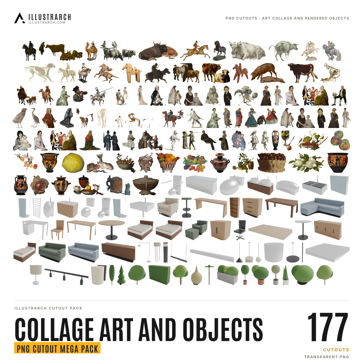 Collage Art and 3D Object Cutouts: 177 PNG | illustrarch