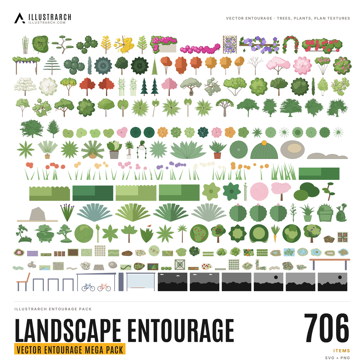 Tree Drawing Entorage Vector Landscape Entourage: 706 Trees and Plants | illustrarch