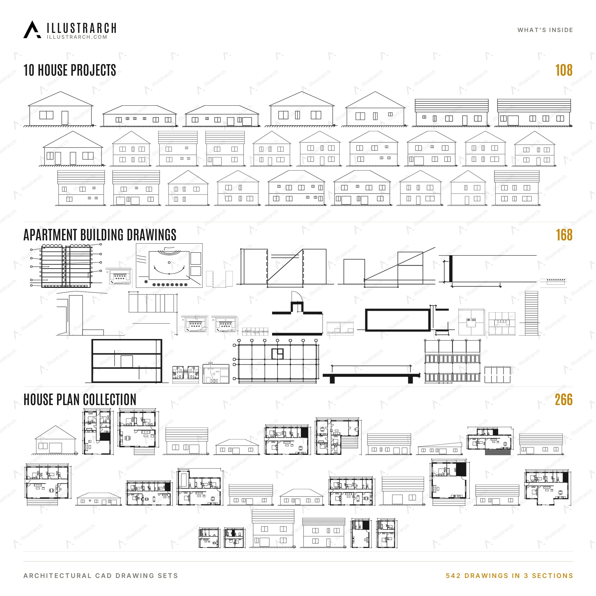 House Plans DWG: 542 Architectural Drawings | illustrarch