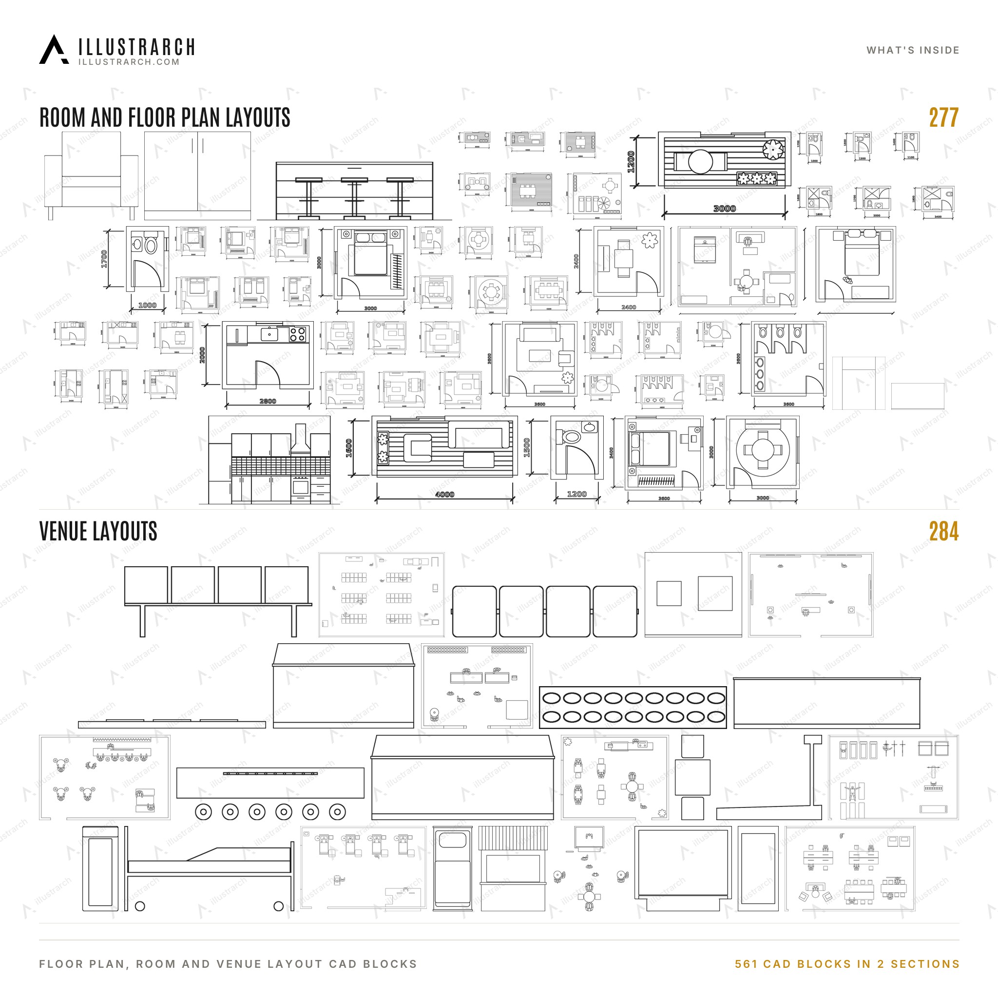 Floor Plan and Room Layout CAD Blocks: 561 | illustrarch
