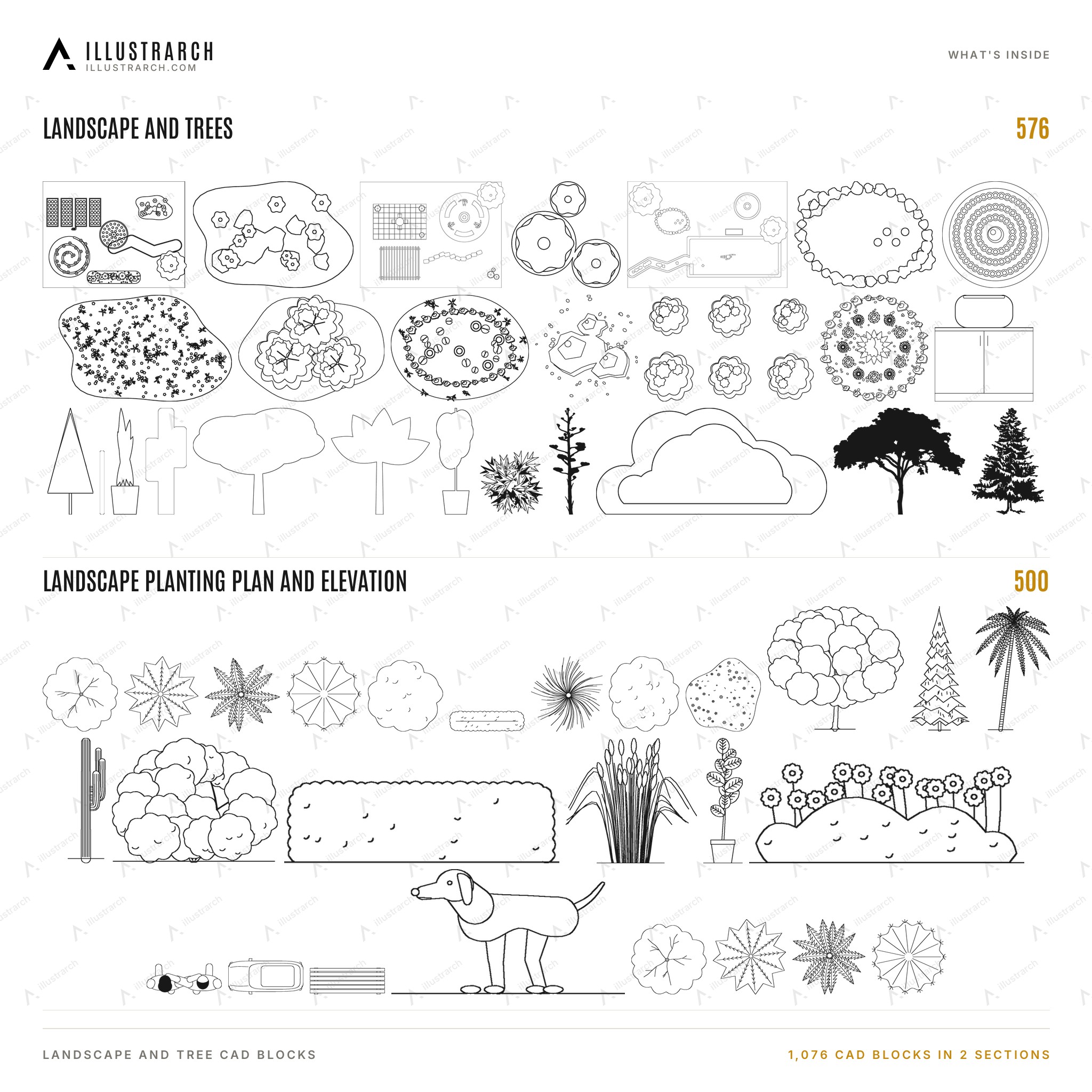 Tree and Landscape CAD Blocks: 1,076 | illustrarch