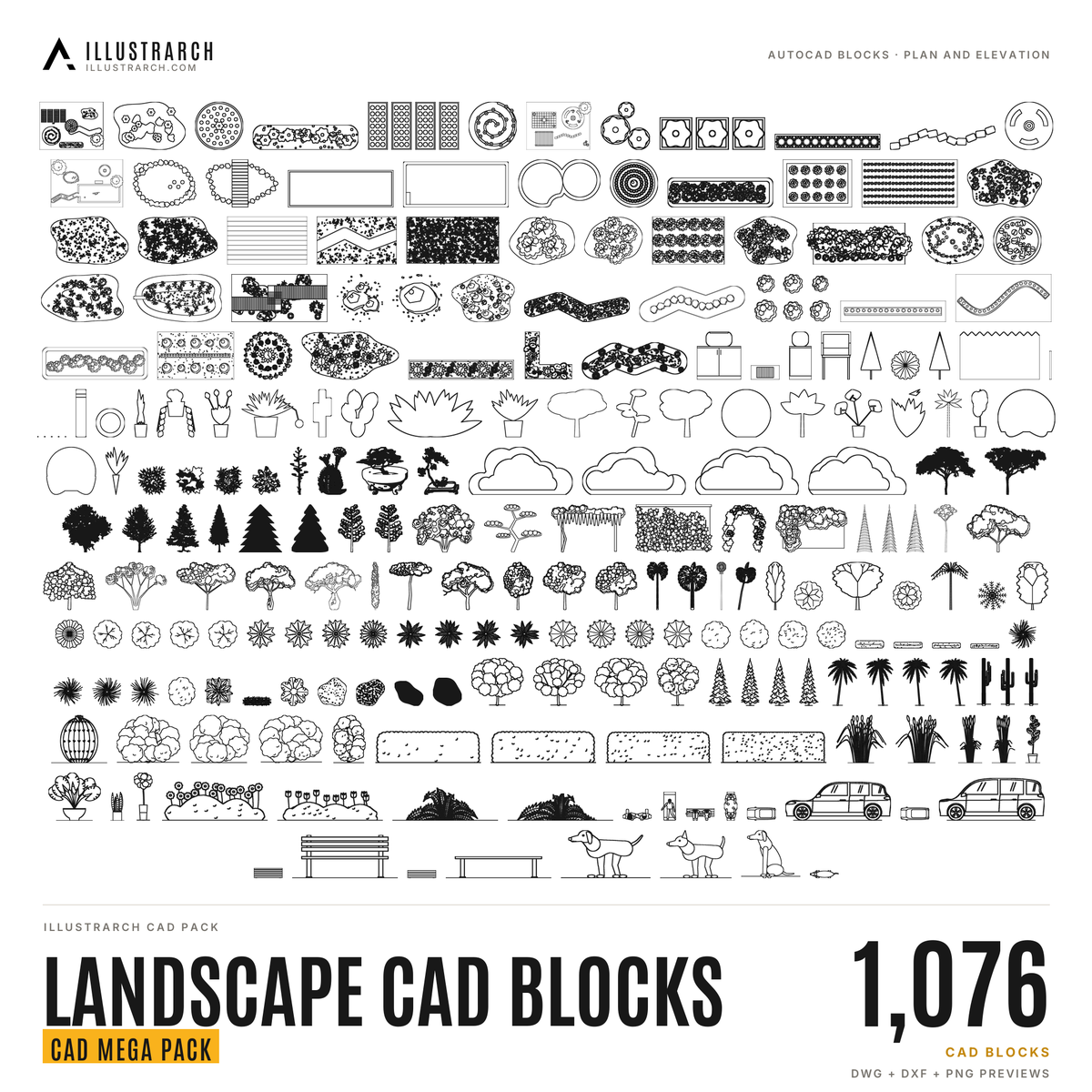 Tree and Landscape CAD Blocks: 1,076 | illustrarch