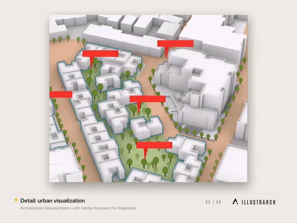 Architectural Representation with Adobe Illustrator For Beginners Video Course: detail urban visualization