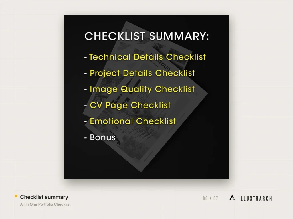 All In One Portfolio Checklist: checklist summary