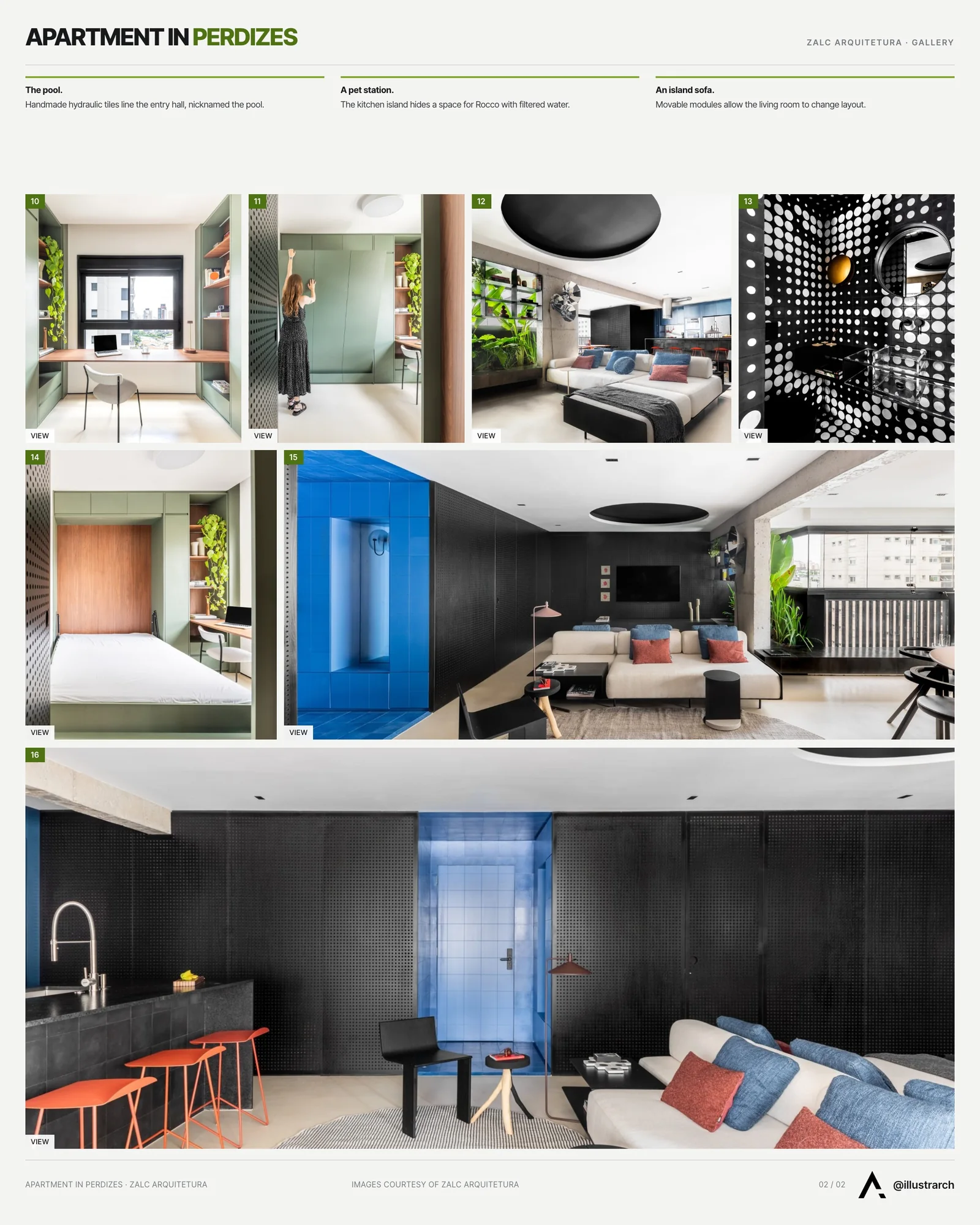 Second presentation board sheet for Apartment in Perdizes Showcases Customized Design Solutions and Bold Color Accents, laying out the project drawings and images on one page