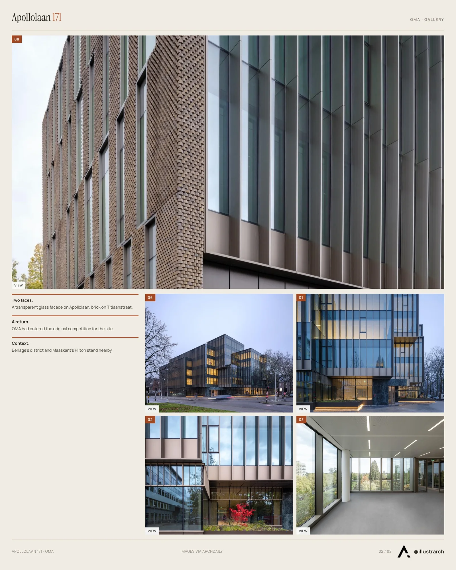 Second presentation board sheet for Revamping Apollolaan: A Blend of Modernity and Heritage in Amsterdam, laying out the project drawings and images on one page