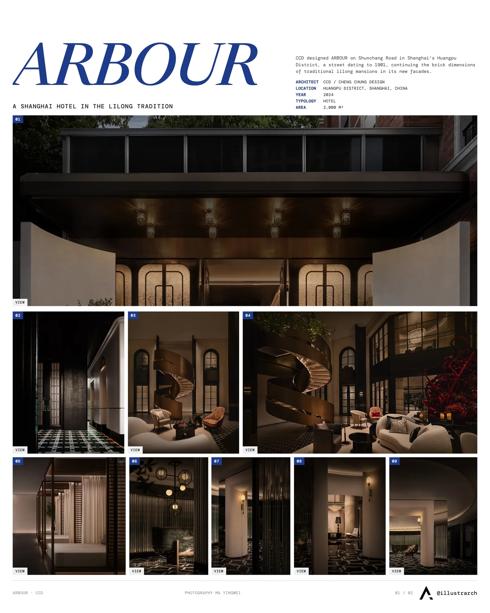 Presentation board cover for ARBOUR by CCD: Familiar Faces Fade, Yet Old Melodies Linger, with the lead image, project summary and a grid of photographs and drawings