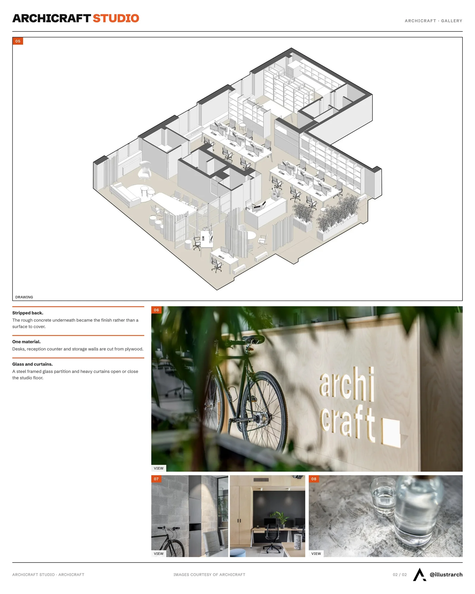 Second presentation board sheet for Archicraft Studio by archicraft, laying out the project drawings and images on one page