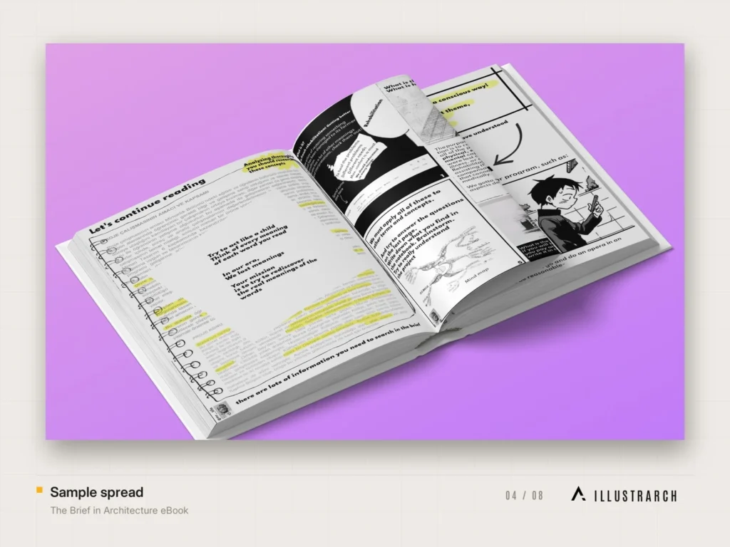 The Brief in Architecture eBook Architecture Student Guide: sample spread