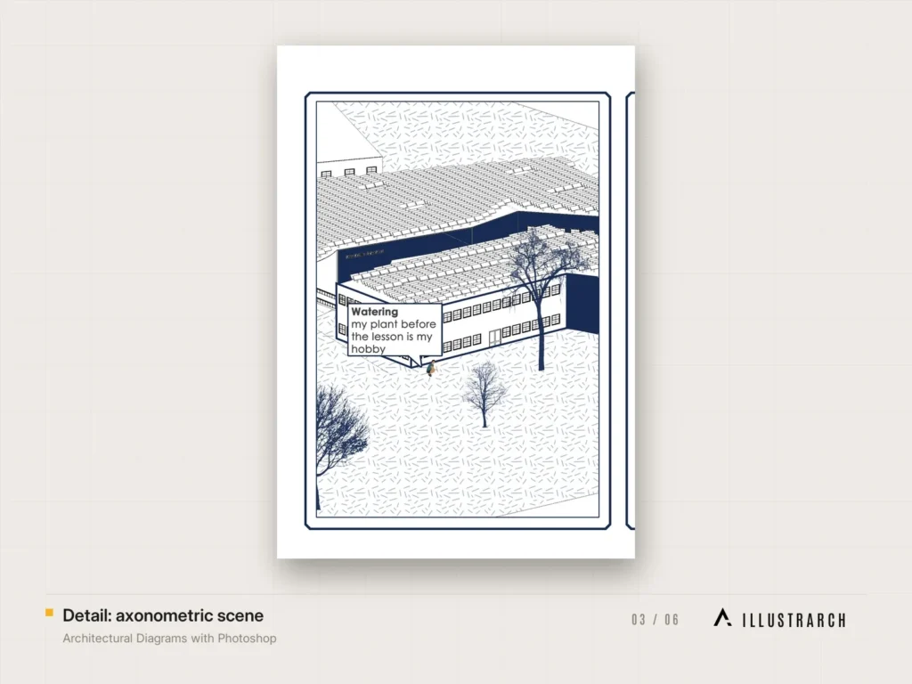 Architectural Diagrams with Photoshop Video Course: detail axonometric scene