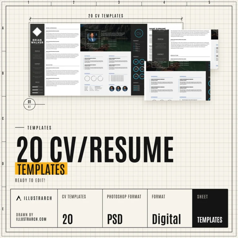 20 CV/Resume Templates Ready to Edit cover