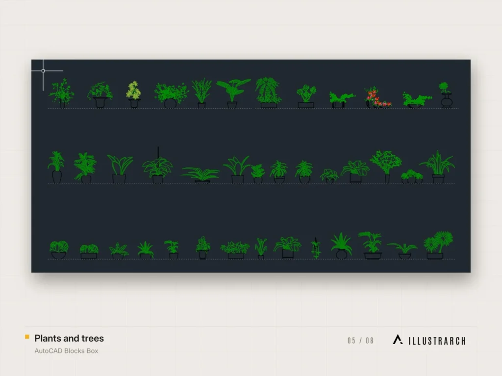 AutoCAD Blocks Box Easy to Use: plants and trees