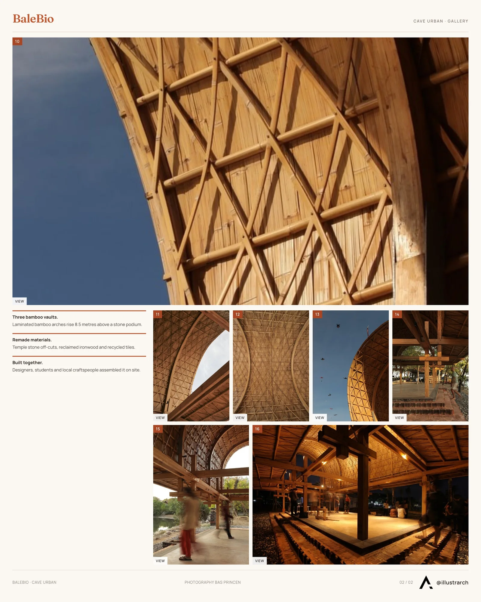 Second presentation board sheet for BaleBio by Cave Urban, laying out the project drawings and images on one page