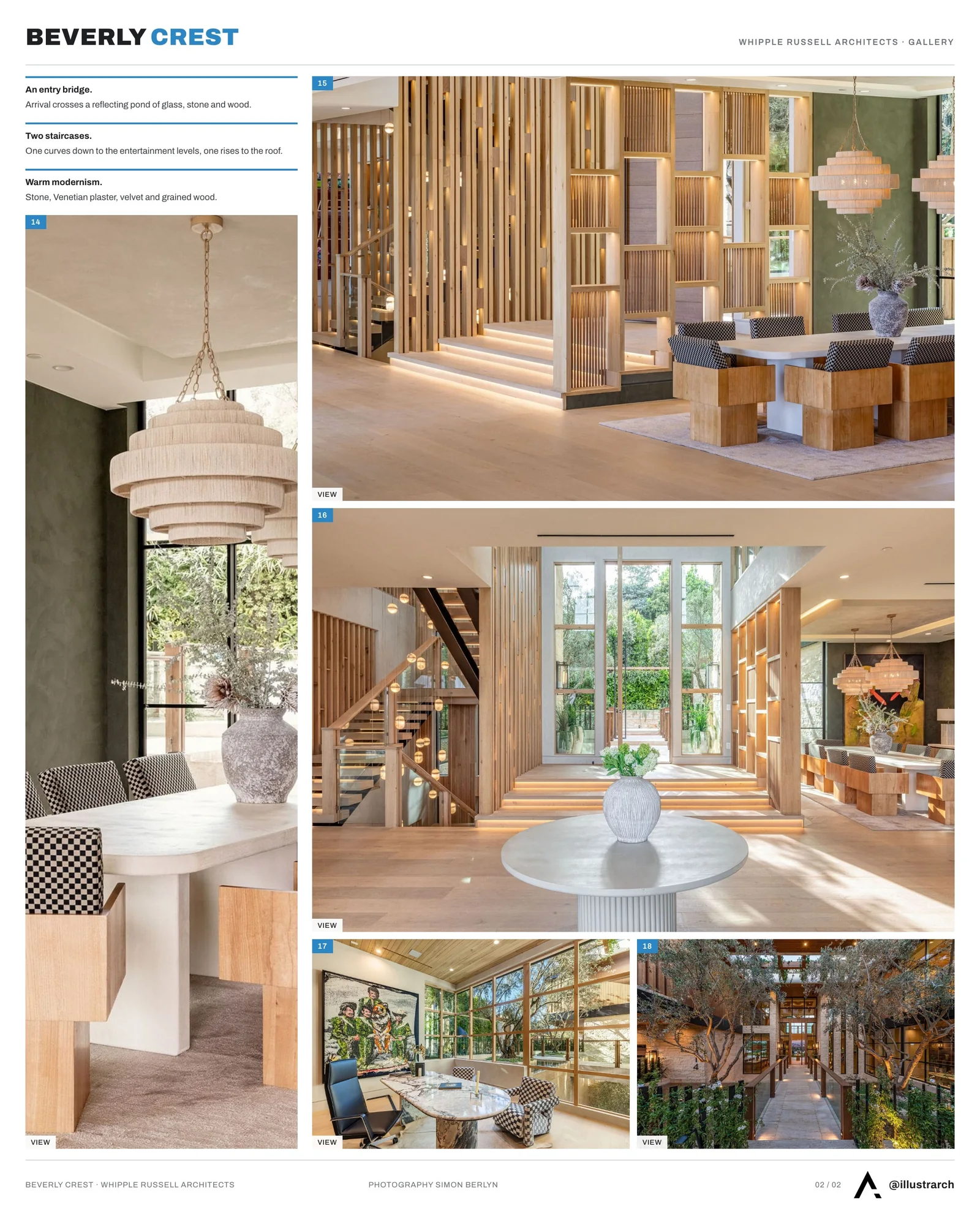 Second presentation board sheet for Beverly Crest by Whipple Russell Architects, laying out the project drawings and images on one page