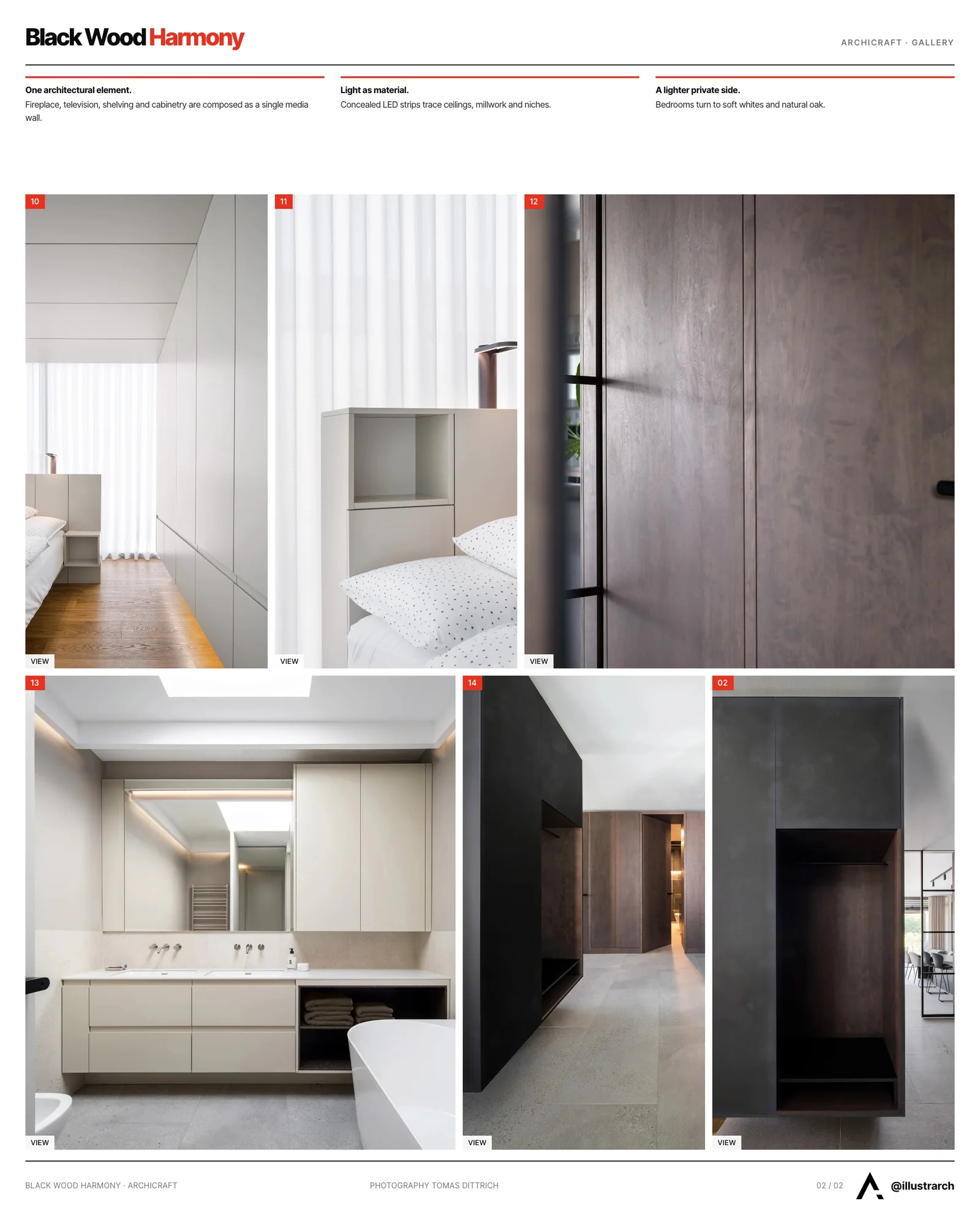 Second presentation board sheet for Black Wood Harmony by archicraft, laying out the project drawings and images on one page