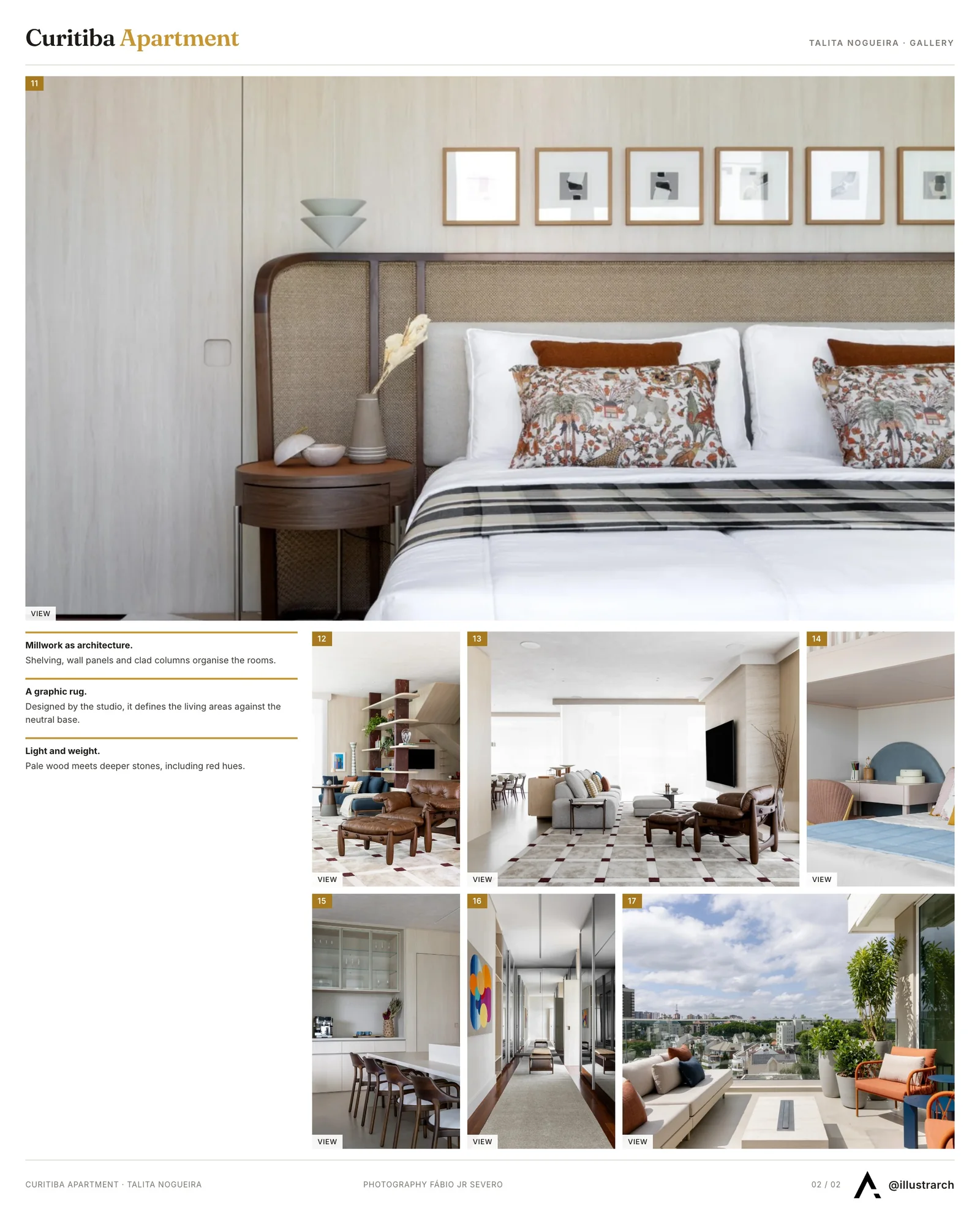 Second presentation board sheet for Curitiba Apartment by Talita Nogueira, laying out the project drawings and images on one page