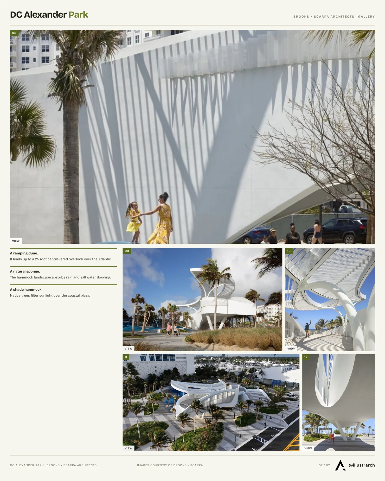 Second presentation board sheet for DC Alexander Park by Brooks + Scarpa Architects, laying out the project drawings and images on one page