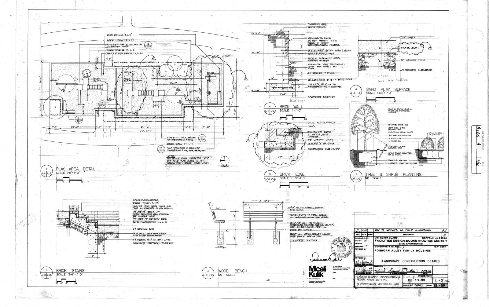 Foghorn Alley Family Housing landscape construction details (1986), Governors Island, New York