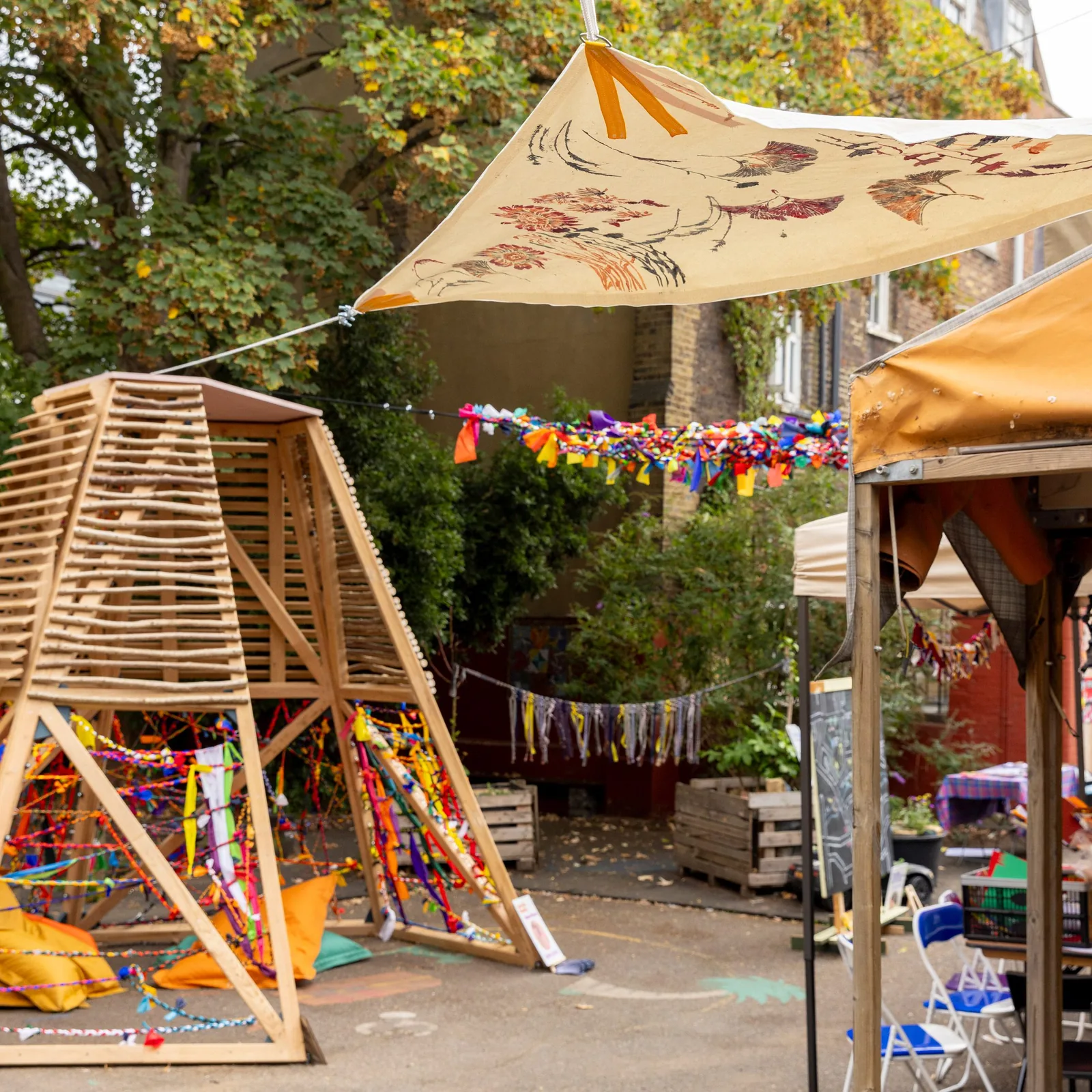 Pearce+ Builds a Guerrilla Shading Pavilion in Camden From Reused Timber