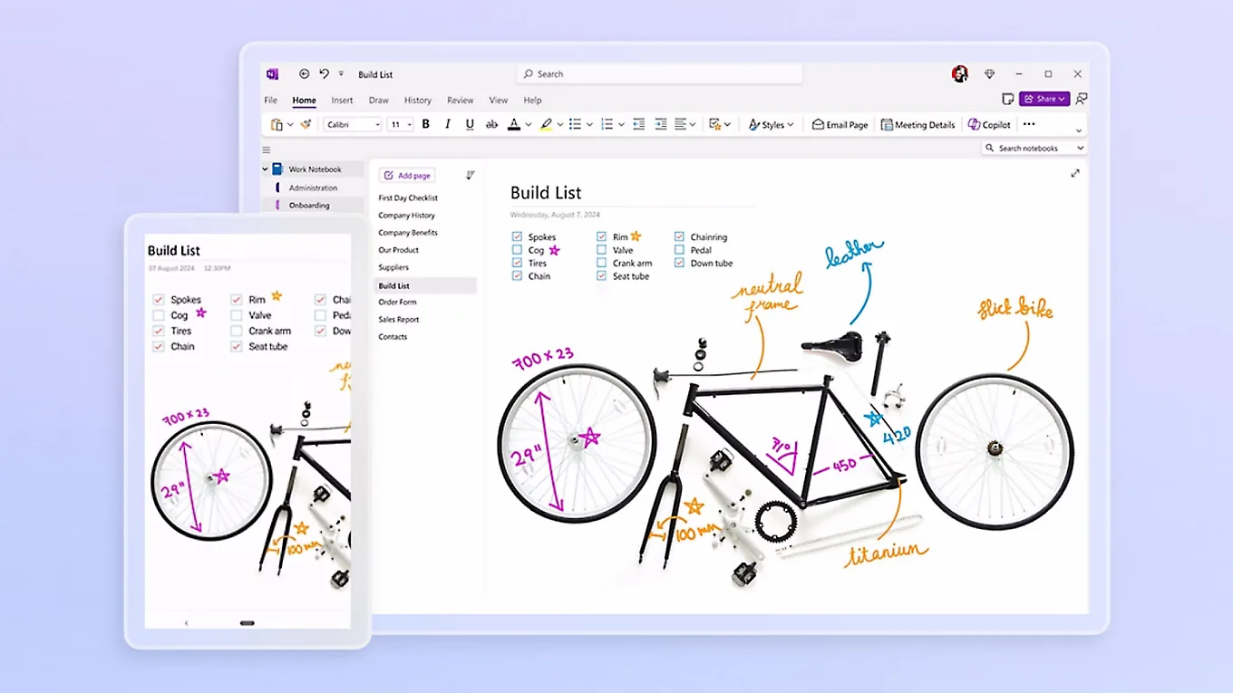 Microsoft OneNote collaborative notebook for architecture teams