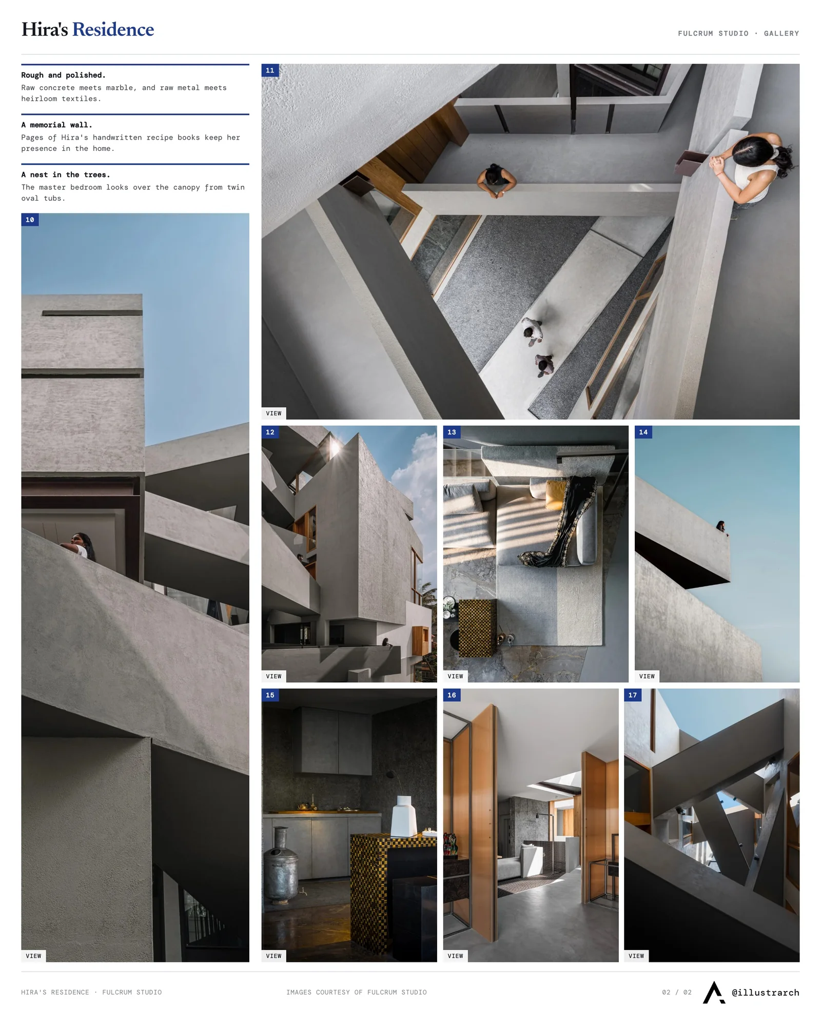 Second presentation board sheet for Hira’s Residence: A Narrative of Memory, Light, and Infinity, laying out the project drawings and images on one page