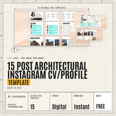 🔮 15 Post Architectural Instagram CV/Profile Template