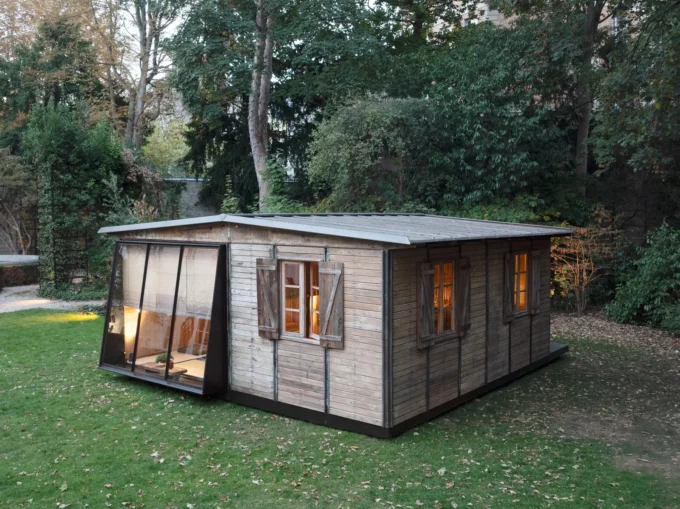 Jean Prouvé’s 1944 6×6 Demountable House Becomes a Japanese Tea Pavilion at Design Miami.Paris