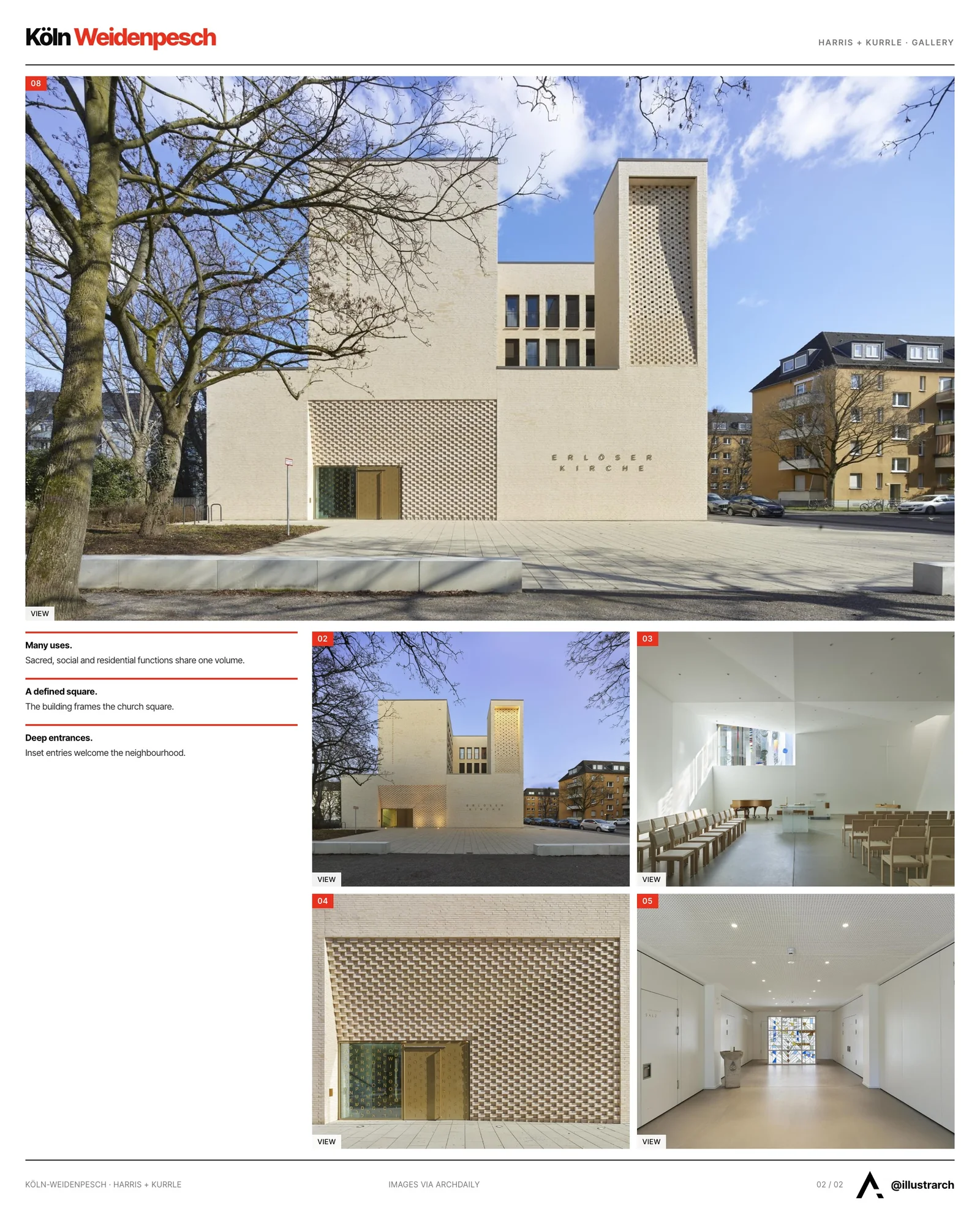 Second presentation board sheet for Innovative Urban Development: The Köln-Weidenpesch Multifunctional Complex, laying out the project drawings and images on one page